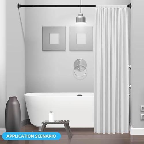 Miniatura 7 de AIZESI 1 barra de cortina de ducha plateada sin taladrar de 43 a 73 pulgadas, barra de cortina de tensión de resorte antideslizante, barra de