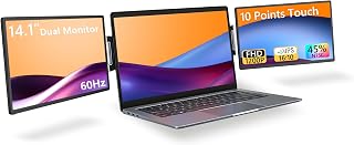 Topmonitor 1kg 초경량 노트북 스크린 익스텐더, 노트북용 14.1인치 트리플 휴대용 모니터, 13-17.3인치 노트북용 초박형 1080P FHD 모니터, 윈도우/맥/크롬용 확장 트리플 모니터