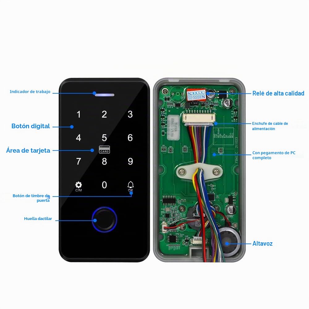 Fusyuly NFC Bluetooth Tuya Control de Acceso Teclado RFID IP68 Impermeable 13,56MHz Sistema de Huellas Dactilares Biométricas + Clave 10pcs