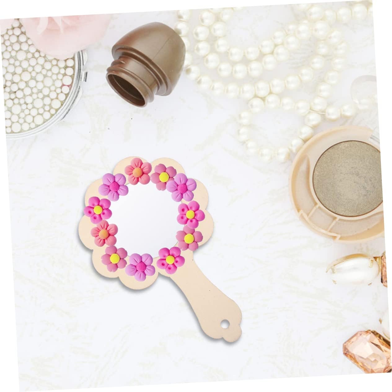 Angoily Wooden Mirror Set for Boys and Girls 5pcs Unpainted Makeup Mirror Handmade Craft Supply Delicate Mini Mirror DIY Boys and Girls Mirror Decorative Accessory