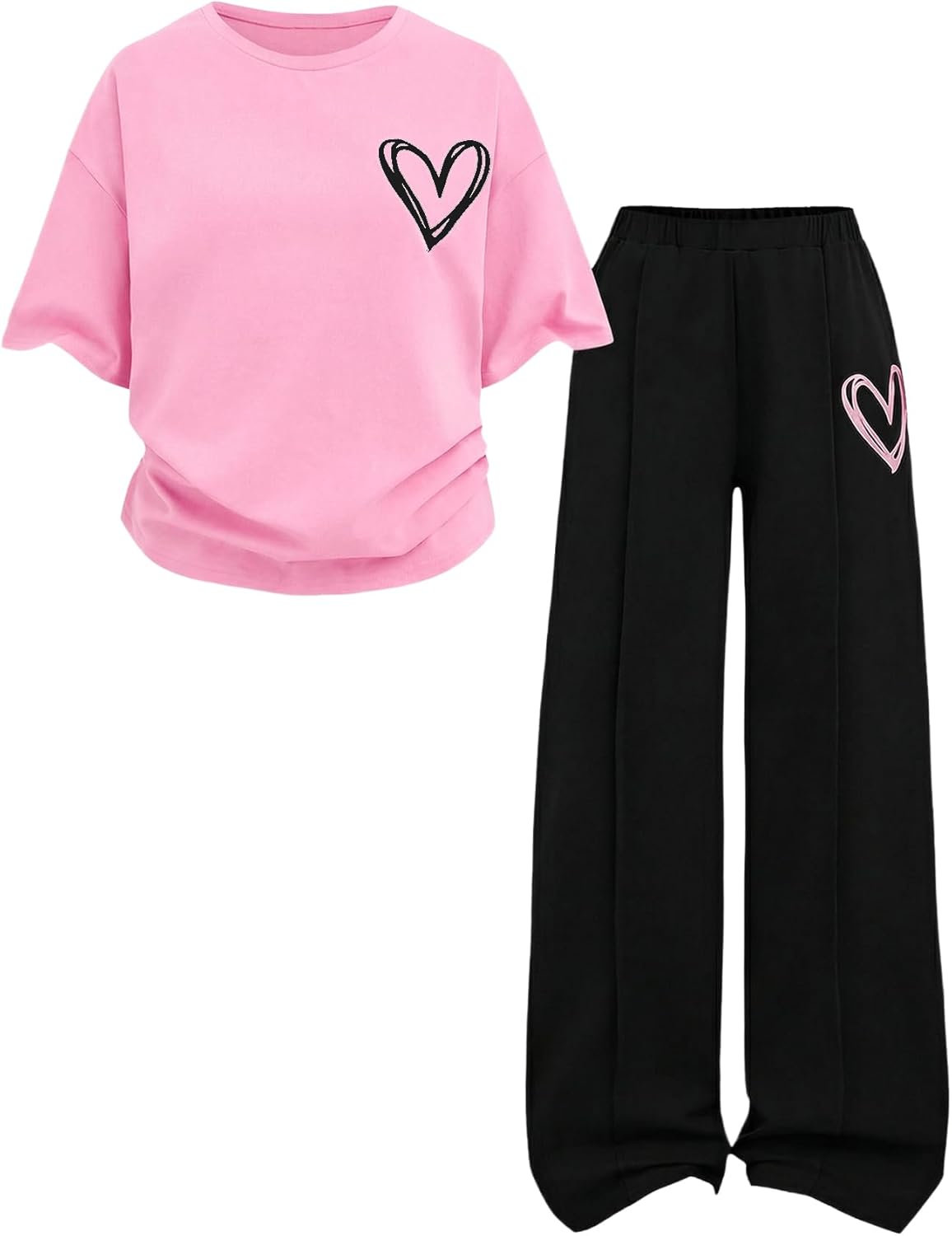 SOLY HUX Girl's Sweatsuit Short Sleeve T Shirts and Sweatpants Streetwear Summer Clothes 2 Piece