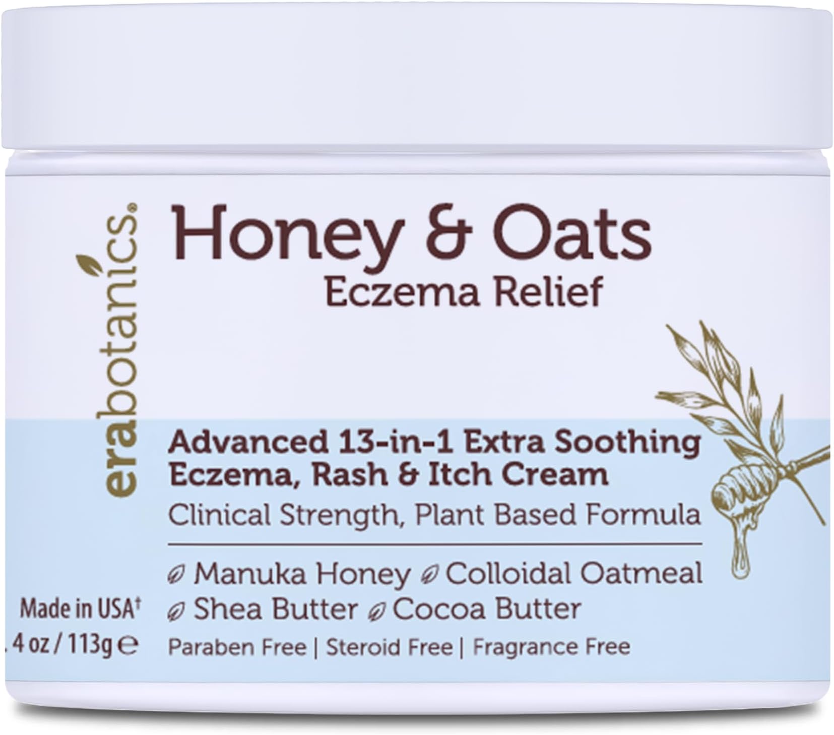 Eczema Cream with Manuka Honey & Colloidal Oatmeal – Extra Strength Anti Itch Cream for Dry, Sensitive Skin – Dermatitis & Itchy Skin Relief Moisturizer for Adults & Kids– Steroid Free Face & Body Use