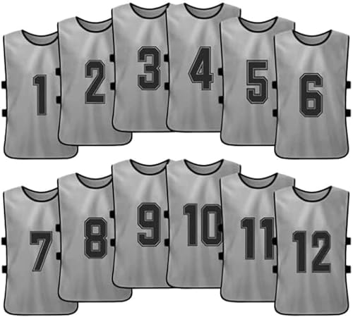 Pinnies Scrimmage - Chalecos para adultos, jóvenes (12-Jersey) - Pinnies de fútbol, pinnies deportivos, camisetas de práctica numeradas Azul claro