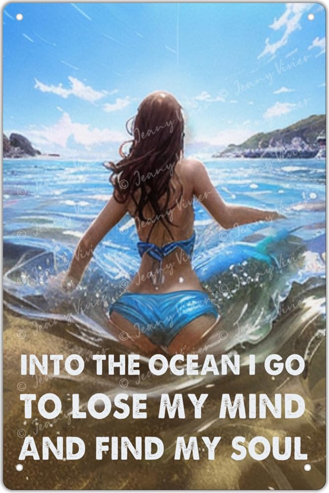 Amazon.co.jp: LINWQkk メタルブリキ看板 - Swim and Into The Ocean I