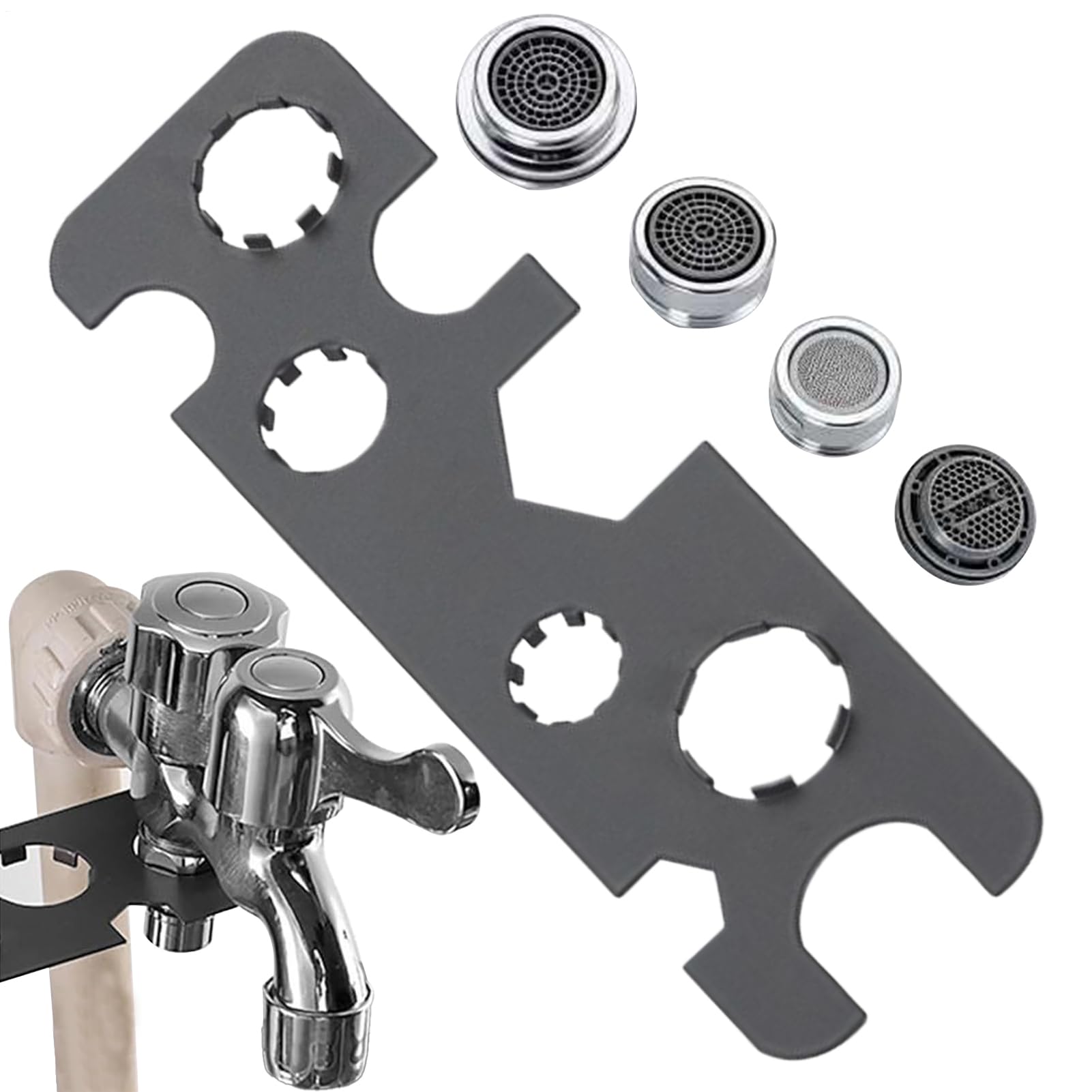 9-in-1 Faucet Aerator Wrench | Stainless Steel Bathroom Faucet Descaler Tool | For Homeowners, Plumbers, Handymen, Shower, Room