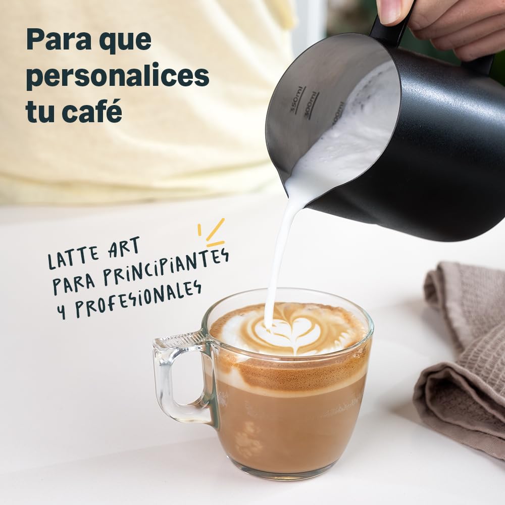SILBERTHAL Jarra barista para cafetera - Acero inoxidable - Jarra leche 350 ml - Negra