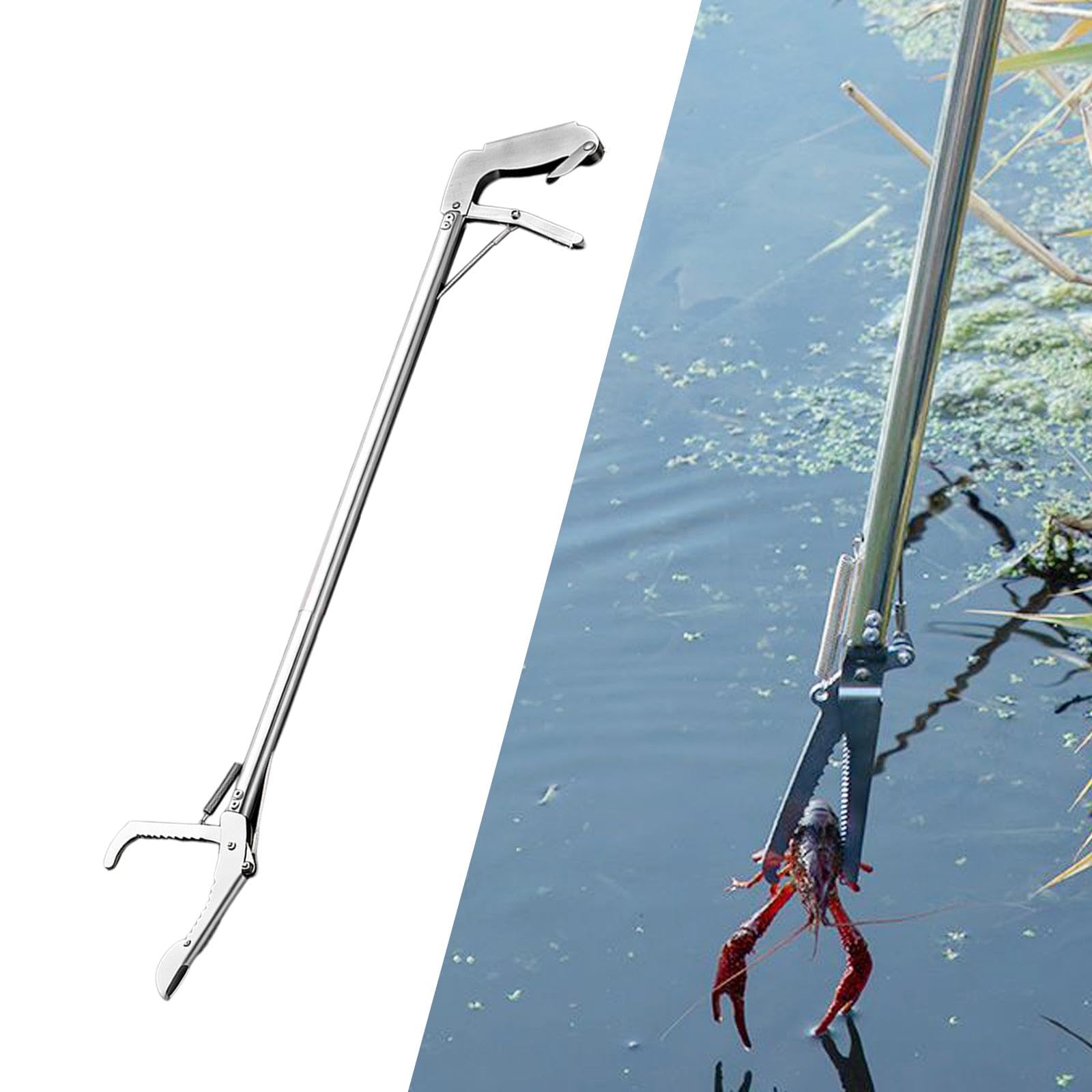MagiDeal Pince à serpents et reptiles légère, outil d'alimentation pliable et antidérapant en acier inoxydable, outil de manipulation à mâchoires larges, Bec Coudé de 150 Cm