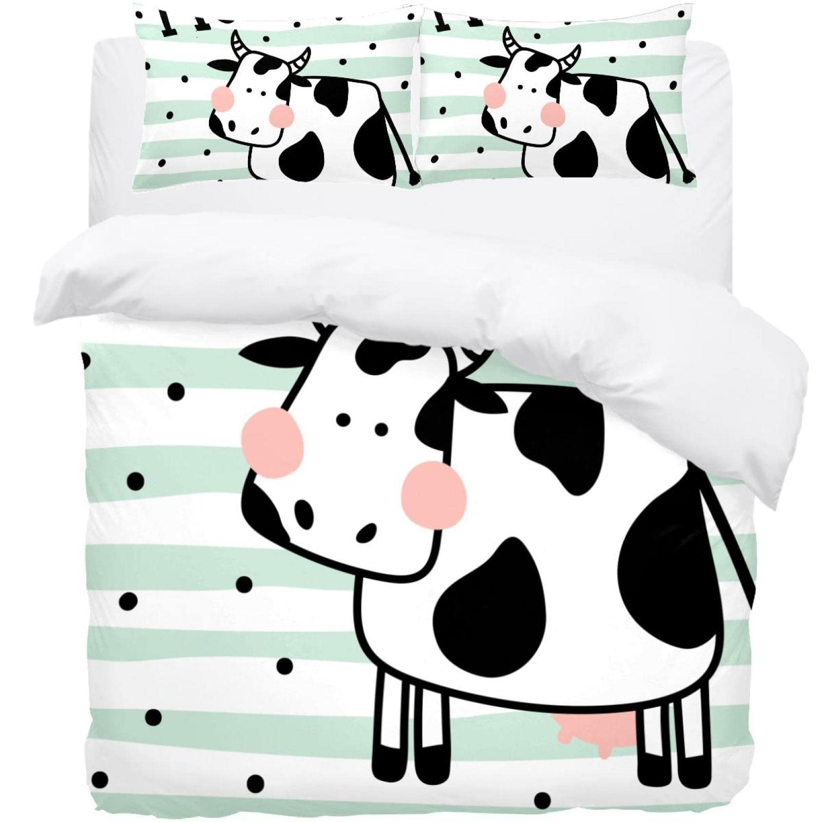 Housse de couette Lovely Cow parure de lit douce hypoallergénique anti-plis