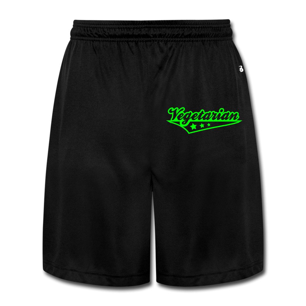 Mens Performance Shorts Sweatpants Trousers Vegetarian Design A1 Black .