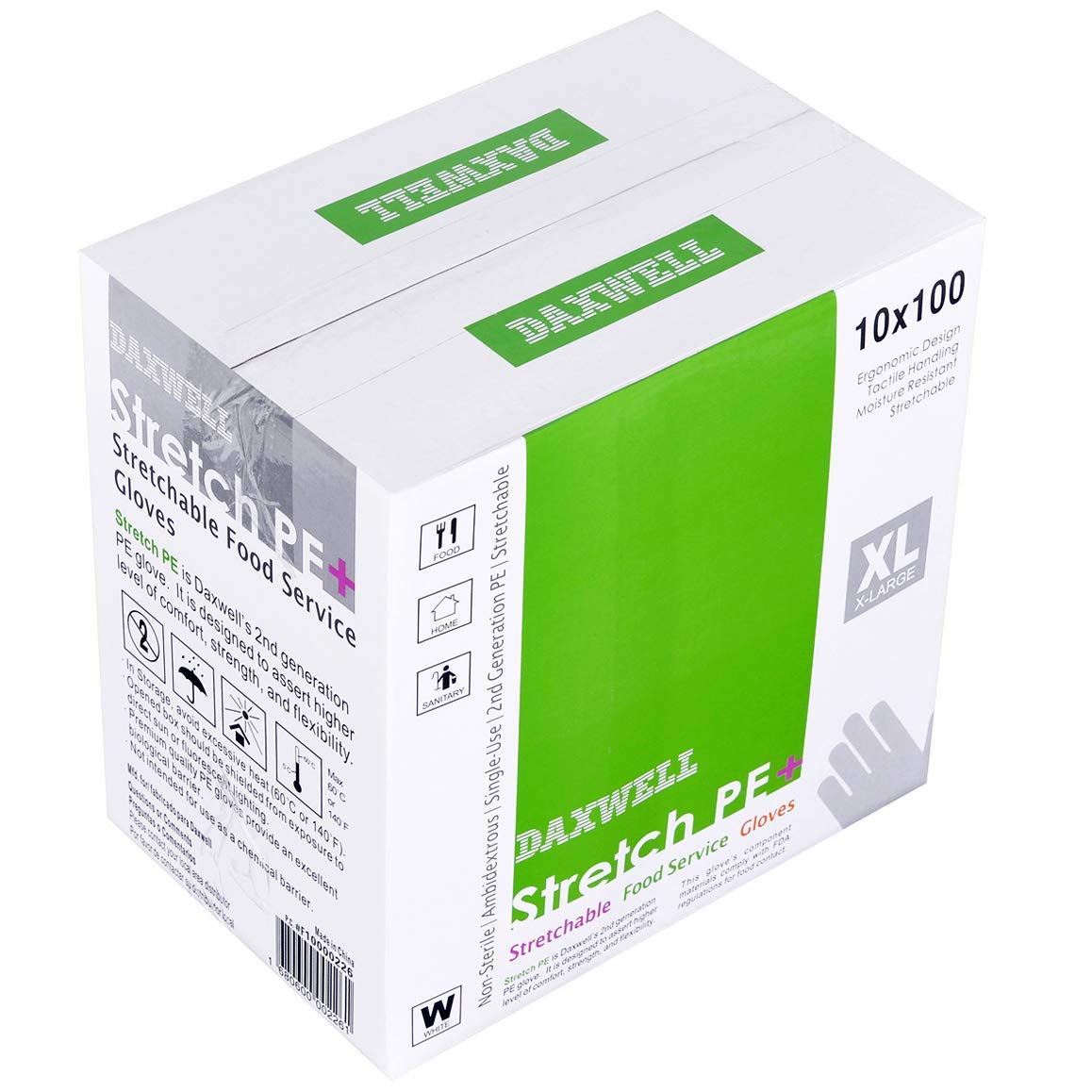 Daxwell Food Safe Stretch Poly Gloves (XL, 1,000 Count) Non-Latex, Disposable, Food Handling Use, Powder Free, F10000226,White