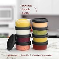 Vista 7 de Recipientes para condimentos con tapas, paquete de 8 unidades, 1.3 onzas. Recipiente para aderezo para ensalada para llevar, pequeños recipientes