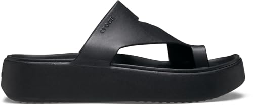 Crocs Women's Getaway Toe Loop Platform Sandals, LiteRide Comfort, Black, 7