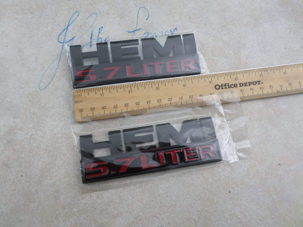 Dodge Ram BLACK HEMI 5.7 LITER Emblem Nameplate Decal Badge X2 NEW OEM MOPAR