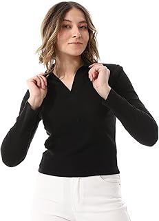 بلوزة بتصميم كلاسيك كاجوال بأكمام طويلة ورقبة على شكل حرف V للنساء - 2596