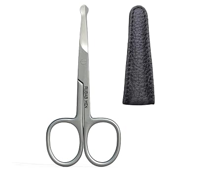 RUBAB MEN Nasal Safety Personal Grooming Scissor for Nose Hair, Beard, Moustache and Eyebrow | Safety Blunt Round Tip He