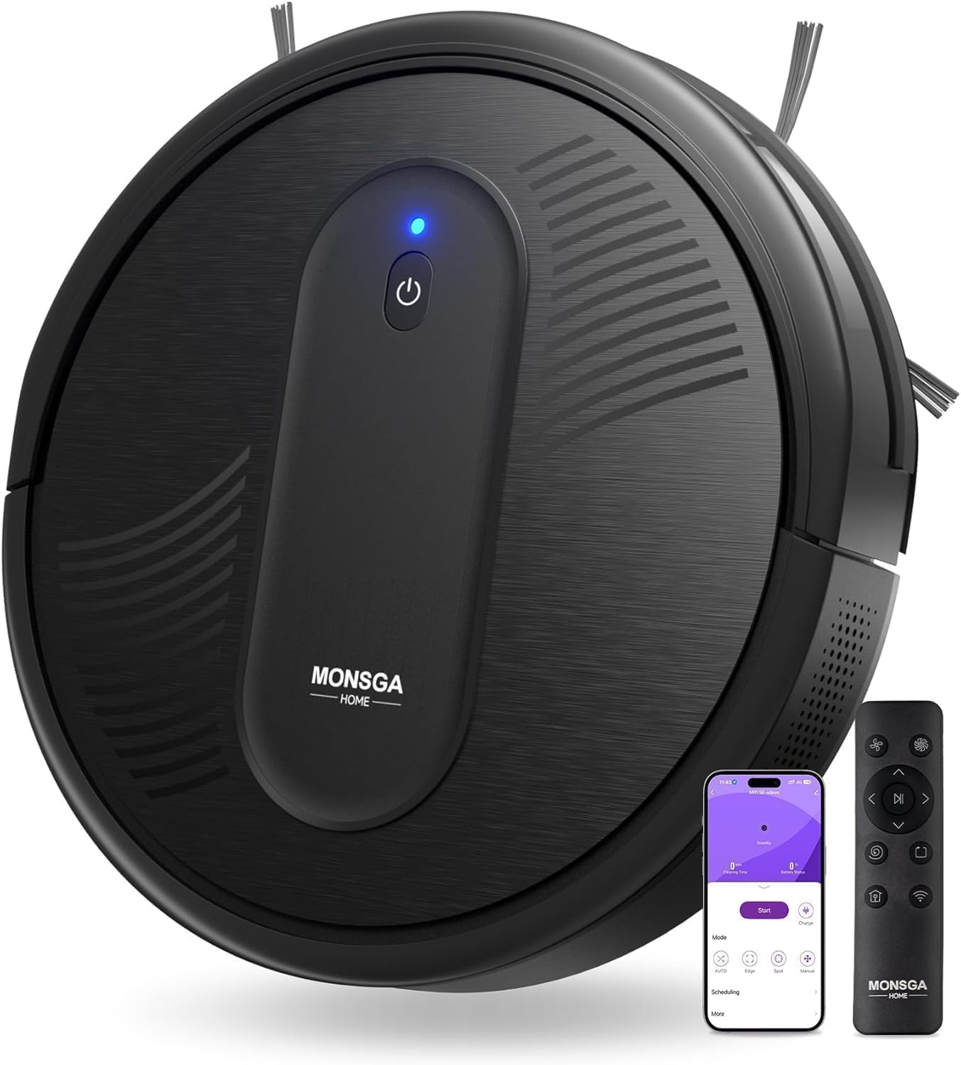 Robot Vacuum Cleaner, 4000Pa Powerful Suction Robotic Vacuum, 3.2" Super-Slim, 140Min Runtime, Vacuum Robot for Hard Floor/Low Pile Carpet/Pet Hair, Remote/App/Voice Control, Schedule Clean