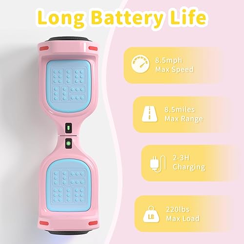 Miniatura 5 de SIMATE 6.5" Bluetooth Scooter, LED Lights & APP & Music Speaker, Long Battery Life, Gifts for Kids & Adults & Girls & Boys, for All Ages