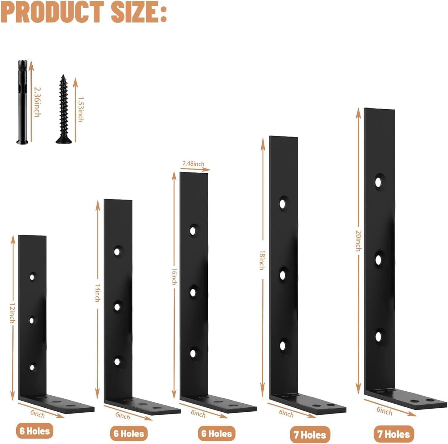 Premium Heavy Duty Countertop Brackets 20 inch 4 Pack (2/5" Thick),Granite Countertop Support 20" x 8" x 2 1/2",Shelf L Bracket Metal Corbels Suitable for Quartz,Wood,Concrete and Laminate Countertops