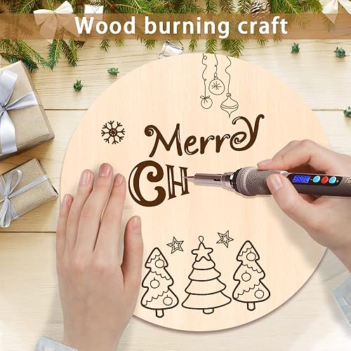 Miniatura 3 de JOICEE Paquete de 12 discos redondos de madera para manualidades, discos de círculos de madera sin terminar de 12 pulgadas para colgar puertas,