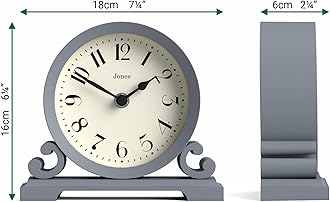 JONES CLOCKS® Saloon Mantel Clock | Traditional Double Scroll Design | French Navy | Contemporary Classic Style for Desk, Table, Shelf or Bedside
