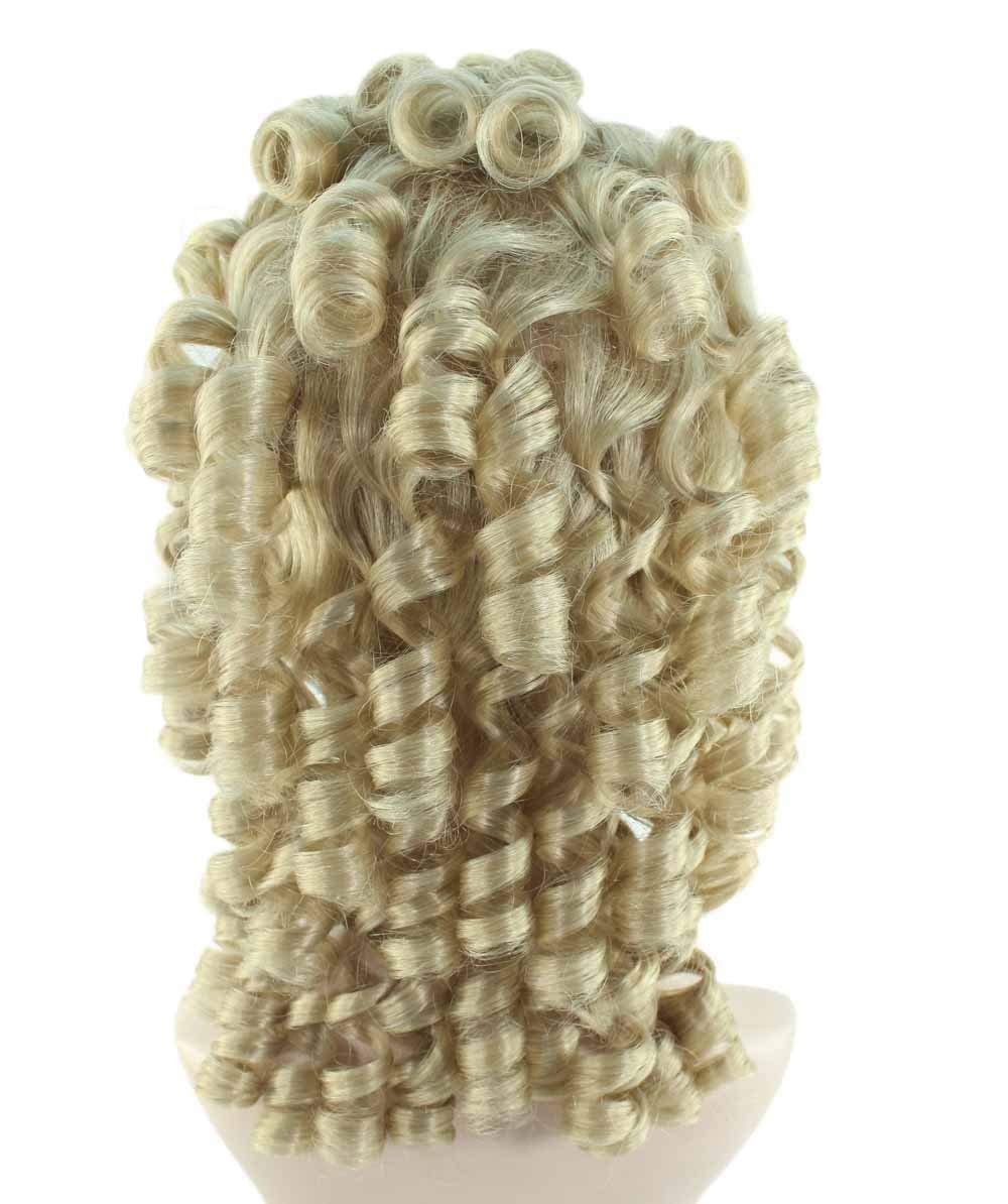 HPO Adult Women's Colonial Blonde Curly Wig, Breathable Capless Cap, Perfect for Halloween and Cosplay Events, Flame-retardant Synthetic Fiber