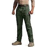CQR Men\'s Flex Stretch Tactical Pants, Water Resistant Ripstop Cargo Pants, Lightweight EDC Outdoor Work Hiking Pants, Tac-Stretch Cargo Green Kelp, 34W x 32L