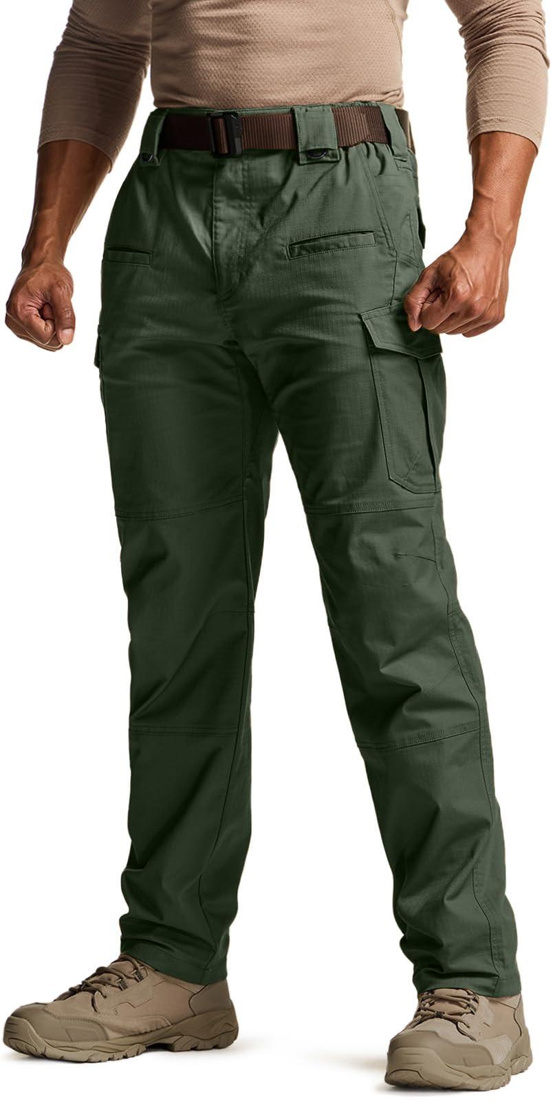 CQR Men's Flex Stretch Tactical Pants, Water Resistant Ripstop Cargo Pants, Lightweight EDC Outdoor Work Hiking Pants — view 30