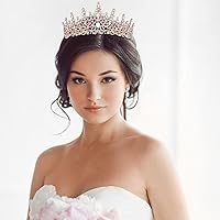Vista 123 de TOBATOBA - Corona dorada para mujer, tiara de boda, corona de reina, corona de cristal, coronas de princesa real para ramos de flores, tocado