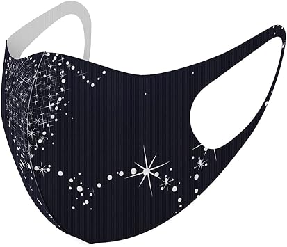 igsticker 005703 Design Mask, 2 Piece Set, Polyester, Washable, Cloth Mask, Unisex, Cool, Heart, Glitter