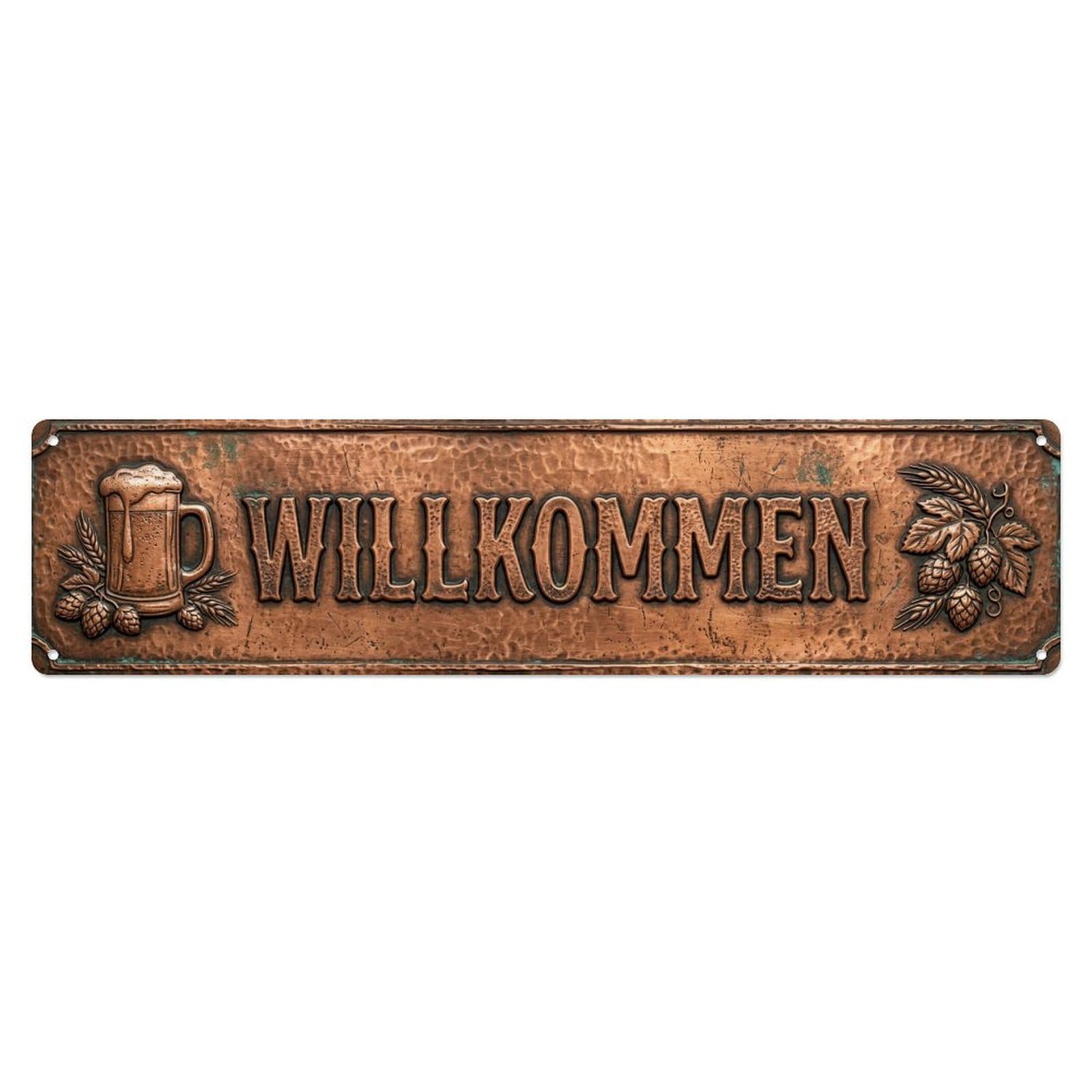 Rustic Copper Vintage Brewery Welcome Metal Tin Sign