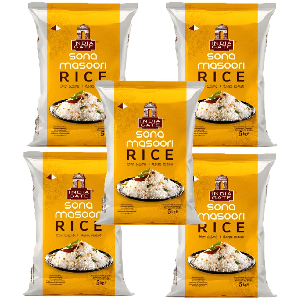 India Gate Sona Masoori-Reis (Bündel mit 5 x 5 kg) – 25kg