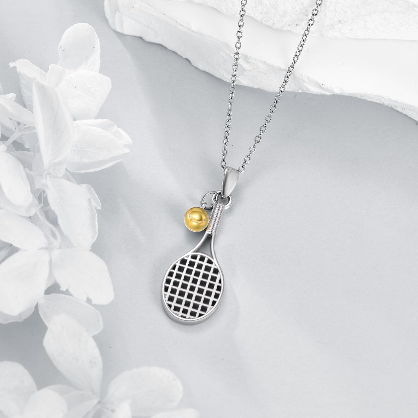 YFN Collar de tenis o béisbol para mujer, plata de ley, colgante de raqueta de tenis, joyas deportivas, regalos para hombres, niñas y niños, 22*22, Plata esterlina, No es una piedra preciosa
