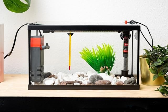Acuario Cristal con Marco Negro 20 L. Filtro (XIL) + Tubo LUZ LED