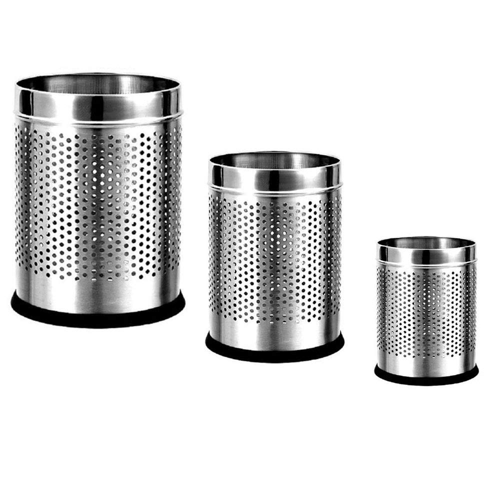 mofna Stainless Steel Perforated Type Dustbin, Paper Bin, Trash Can for Home, Kitchen, Offices (7x10 Inch, 5 Liter, 8x12 Inch, 10 Liter, 10x14 Inch, 18 Liter) (ALL IN ONE, SILVER)