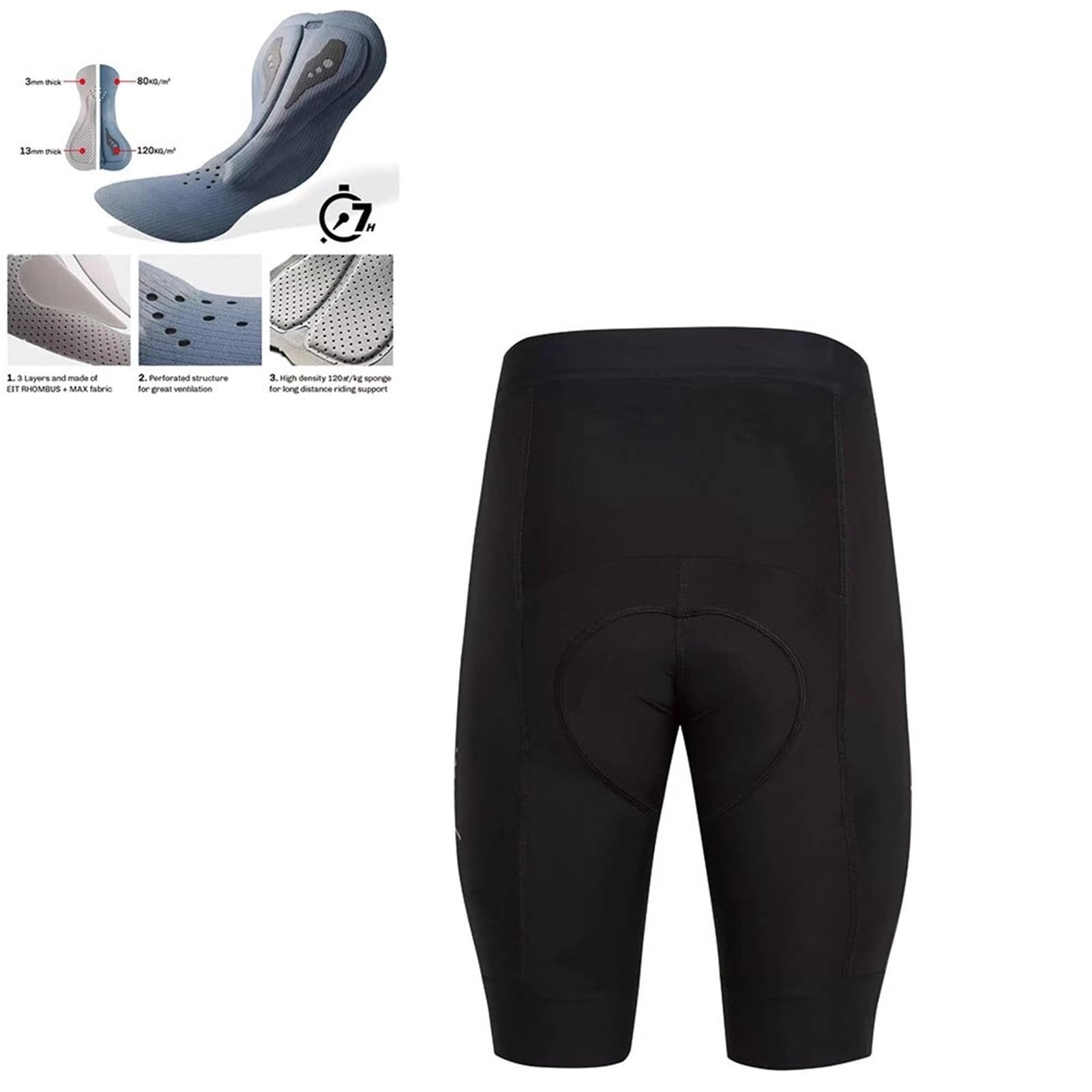 Pantaloncini con Bretelle da Ciclismo in Tinta Unita Uomo Imbottitura in Schiuma ad Alta Elasticità, Calzamaglia Traspirante Asciugatura Rapida