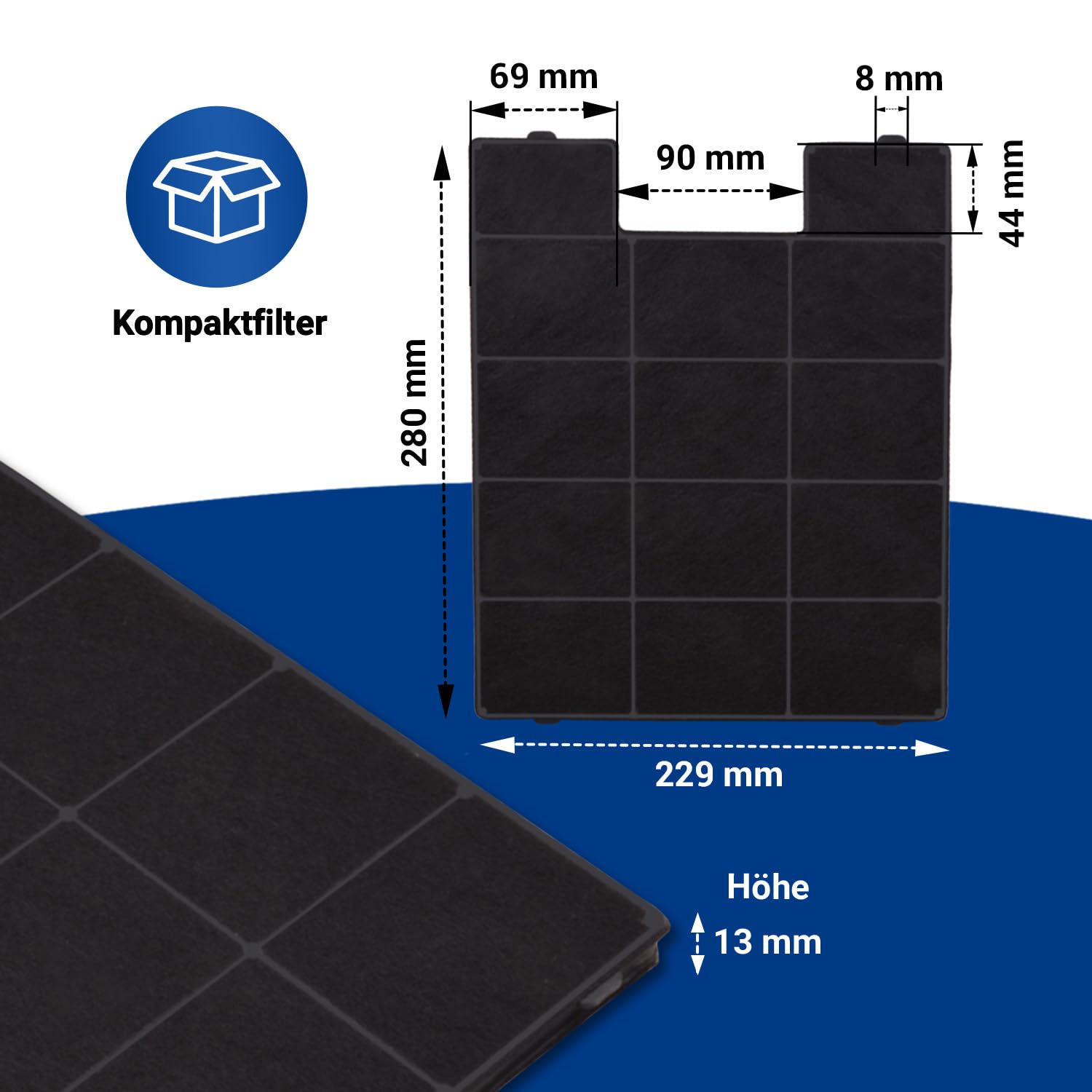 VIOKS Aktivkohlefilter Abluft 3x SET Filter Dunstabzugshaube Zuschneidbar Ersatz für Amica KF 17131 & KF 17133 Kohlefilter Zuschneidbar/Dunstfilter Abzugshaube/Cleanair Aktivkohlefilter