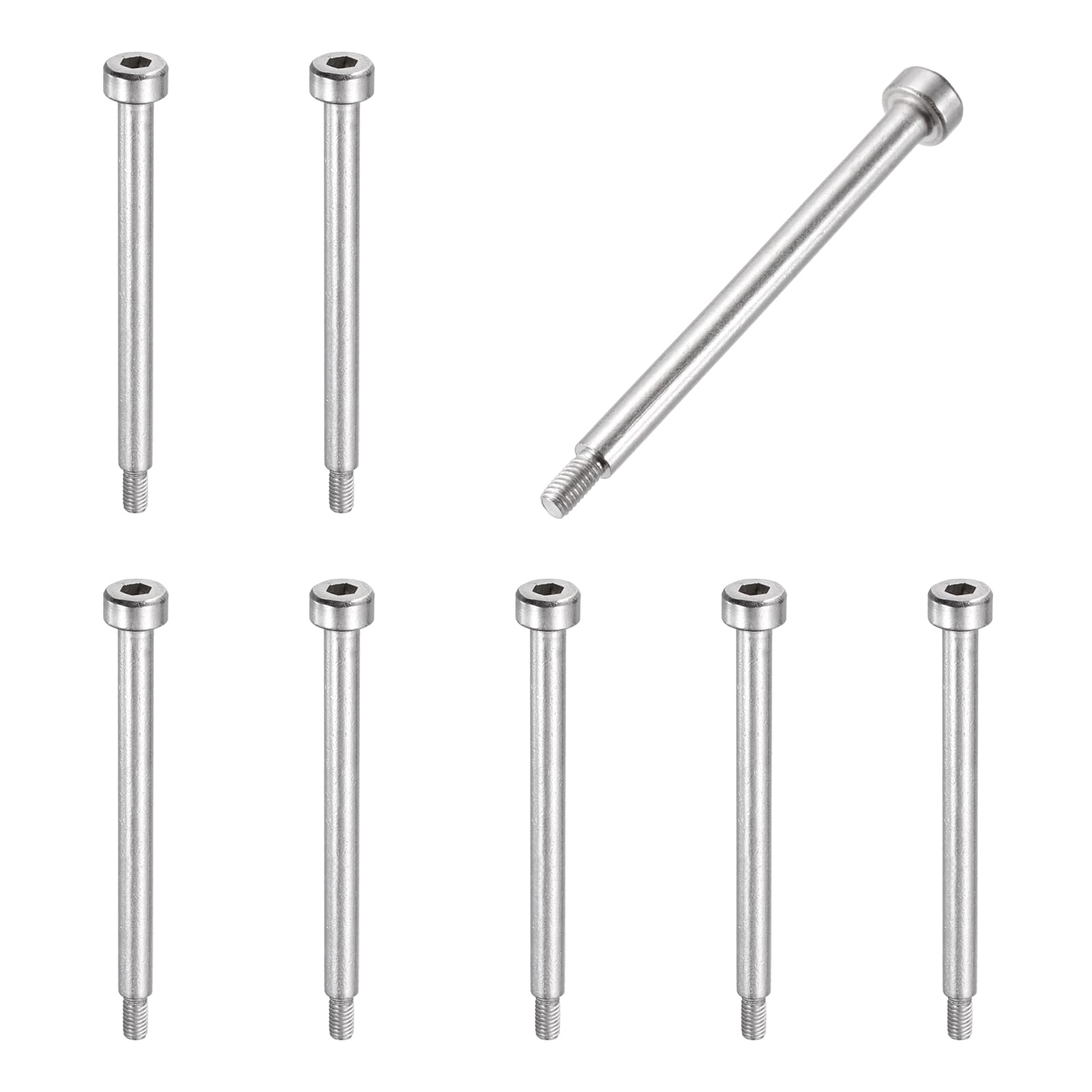 sourcing map 8 Pcs 304 Stainless Steel Shoulder Bolt 4mm Shoulder Dia 45mm Shoulder Length M3x0.5 Thread Hex Socket Shoulder Bolts for Hydraulic Injection Molding Machinery Industries