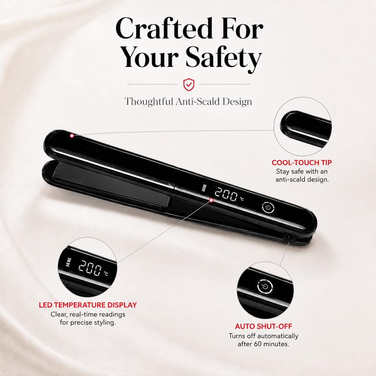 Cordless Hair Straightener Curler 2 in 1, Mini Portable Ceramic Flat Iron, 10s Fast Heating, 4500mAh & USB-C Rechargeable Travel Hair Styler with LCD Display, 4 Temp Settings & Pouch, Black