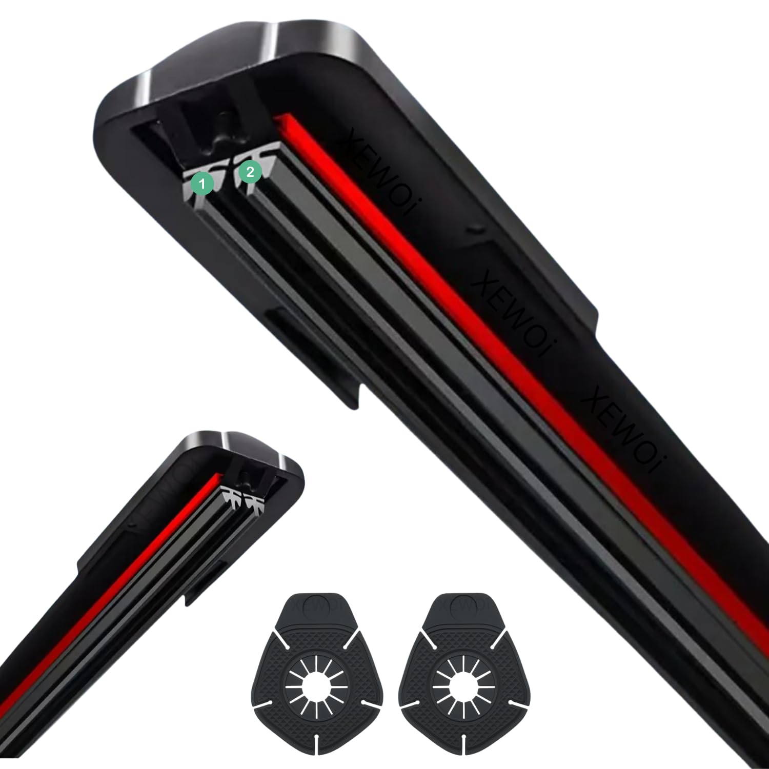 XEWOi 1pc 16" Double Strip Car Windshield Wiper Blade with Pair of Wiper Hole Protector Pad, Wipers Rubber for Car, Universal Frameless Wiper Blades, Cars Accessories for Rain, Summer, Snow, Fog,Dust