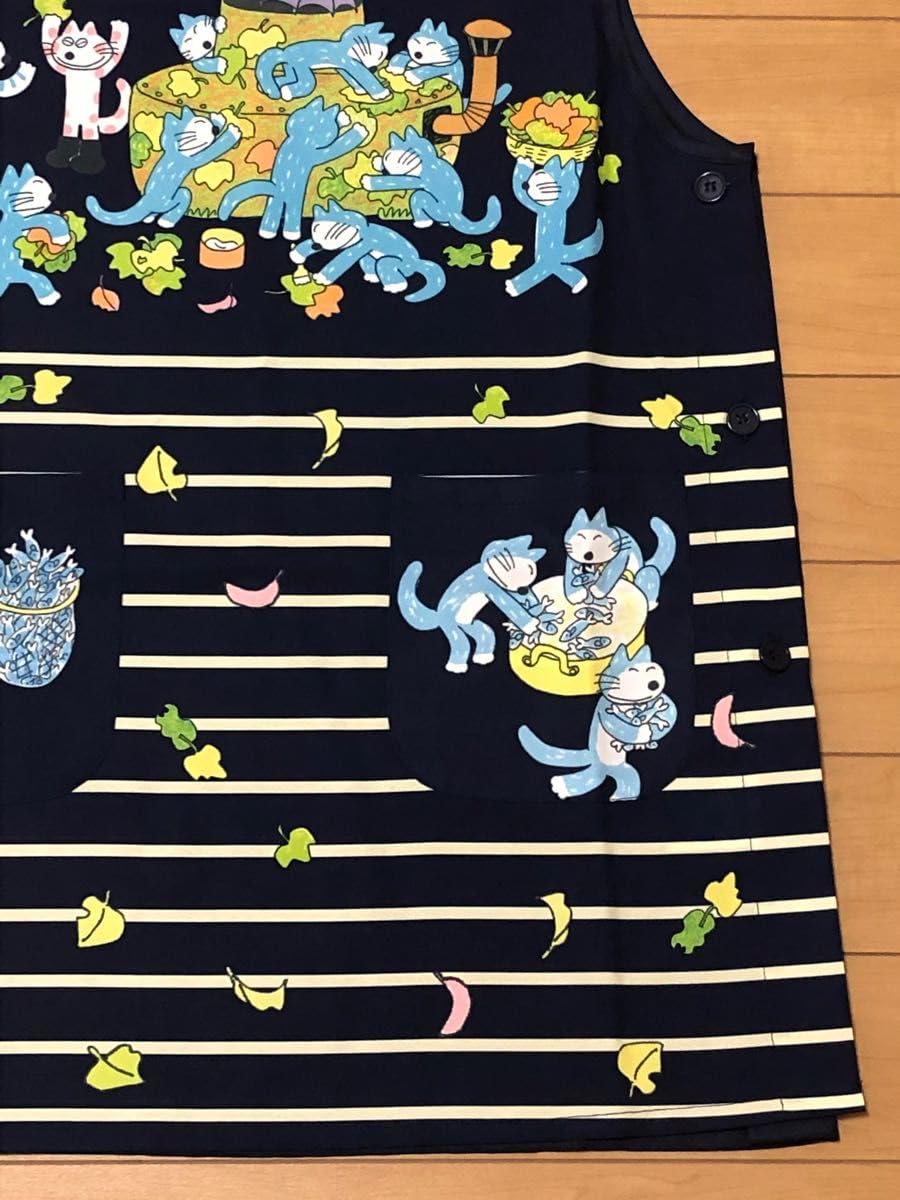 Amazon.co.jp: 11ぴきのねこ ネイビー エプロン M-L 保育士 看護師