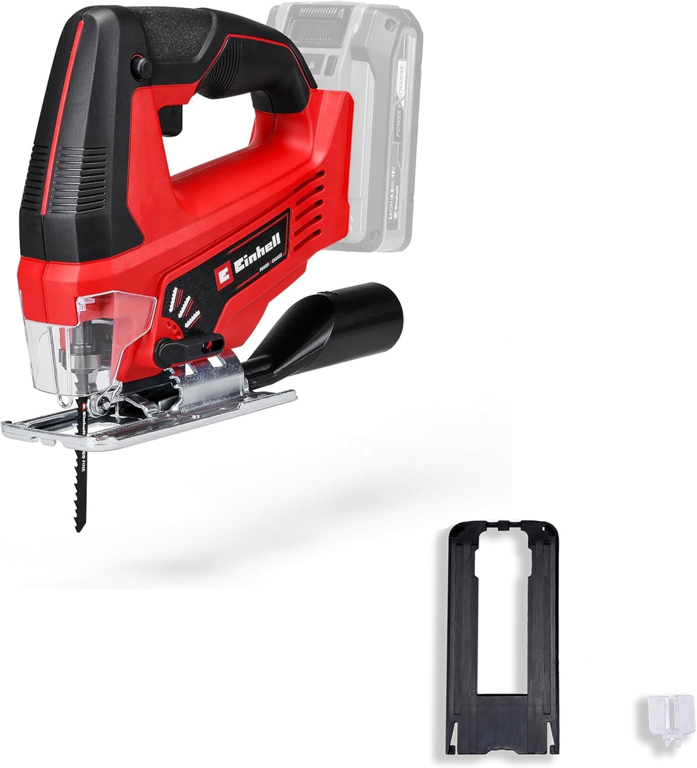 Einhell Cordless jig Saw TC-JS 18 Li Power X-Change (18 V, Selectable Pendulum Action, Universal Blade Holder, dust Blow-Off Function, Integrated Plastic Sliding Element, incl. Saw Blade for Wood)