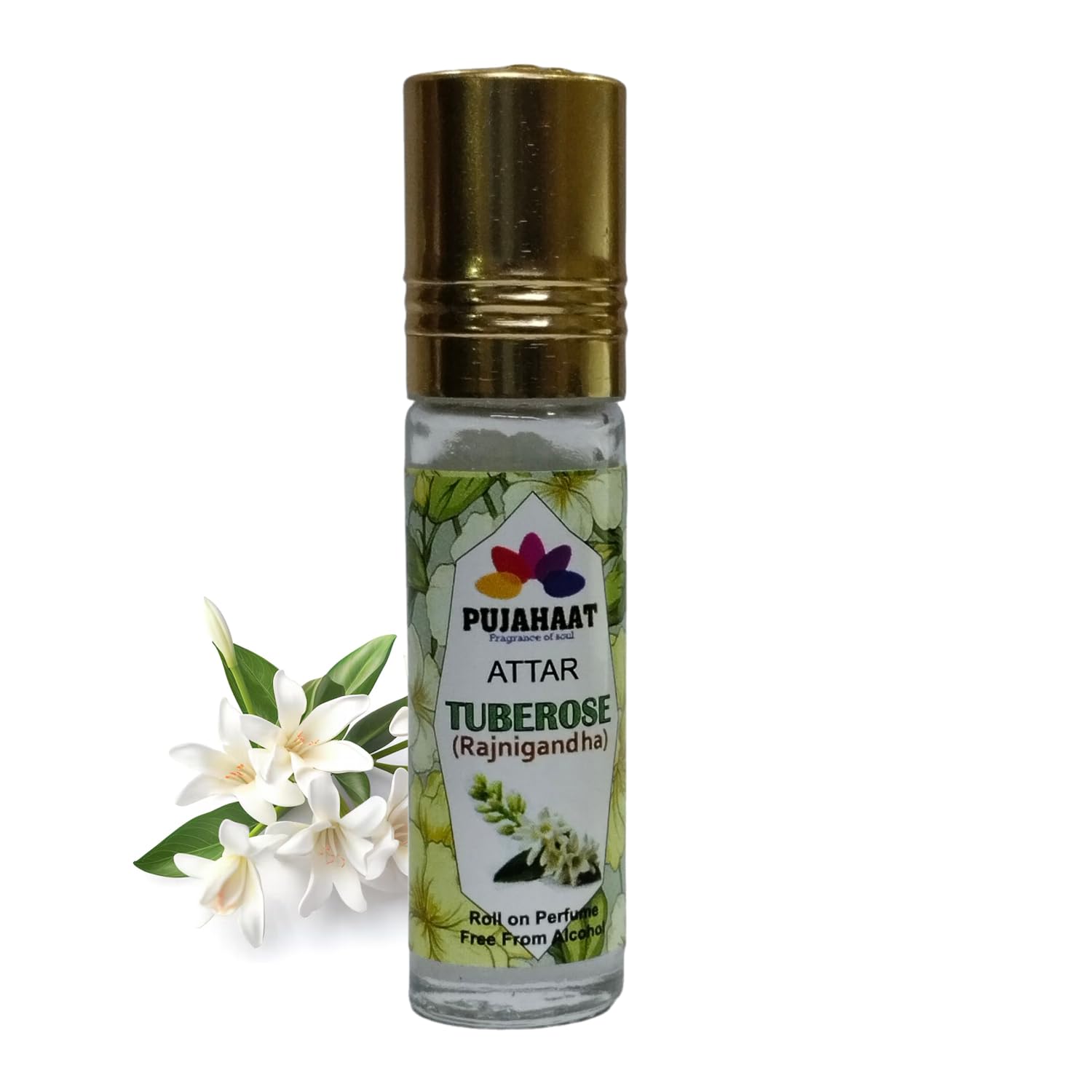 Pujahaat Premium Alcohol-Free Rajnigandha (Tuberose) Attar | Ittar 6ml, Fresh Floral Scent, Long-Lasting Travel Size Roll-On, Best Rajnigandha (Tuberose) Fragrance Oil-image-38