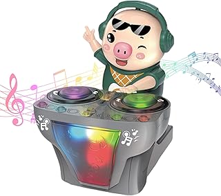 DLZMO Dj Swinging Piggy Toy, Cute Swing Dancing Piggy Toy Rechargeable, Electric Light Music Dancing Pig Toy (1Pcs)