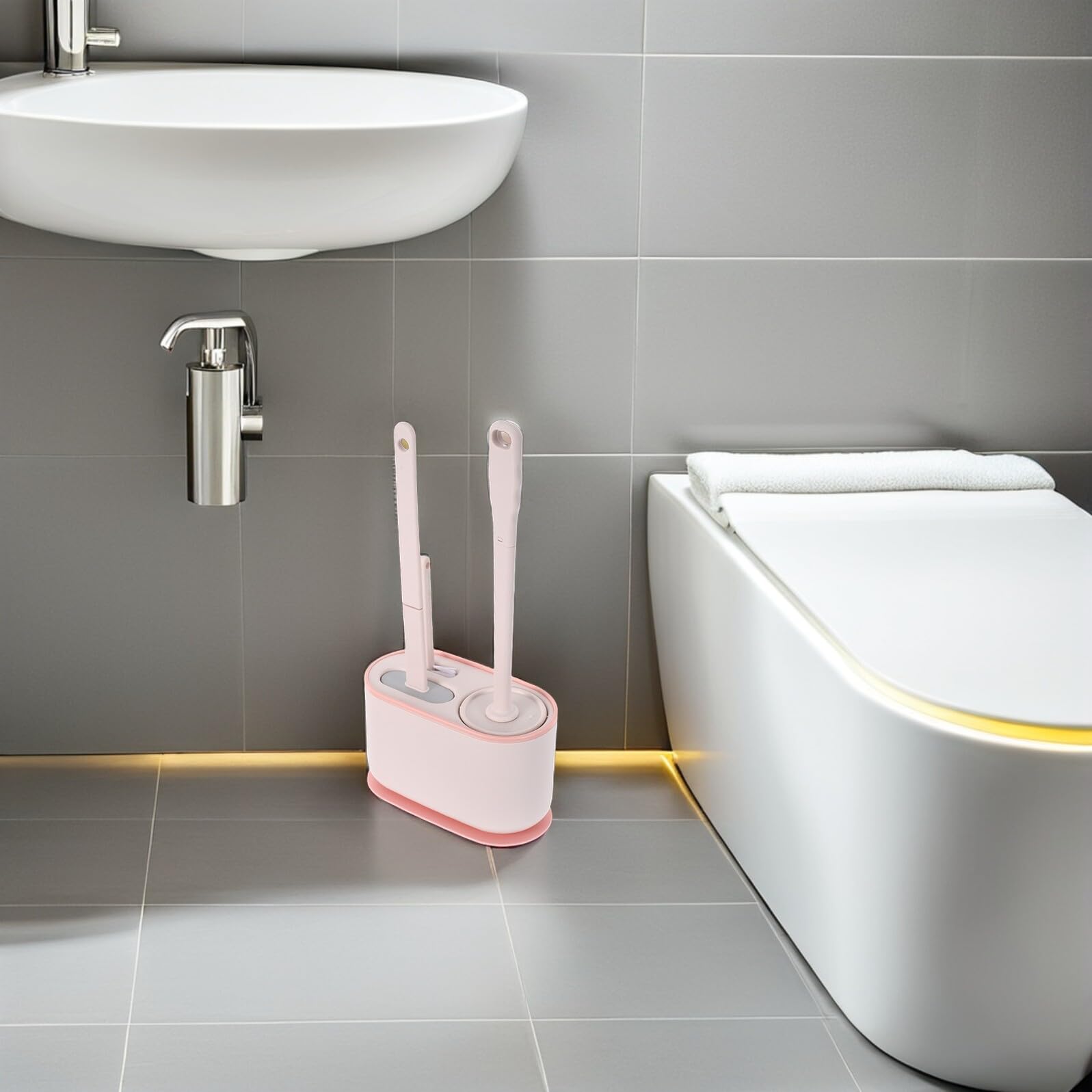 Cabilock Escobilla De Baño De Pared Colgante De Escobilla y Soporte para Inodoro Limpieza Profunda para Baño Mango Fácil Instalación y Almacenamiento