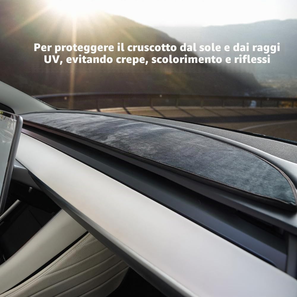 Baceyong 1 tappetino parasole per cruscotto auto, copertura per cruscotto, antiscivolo, protezione parasole, antiriflesso, 2017-2022, compatibile con Tes1a Model 3