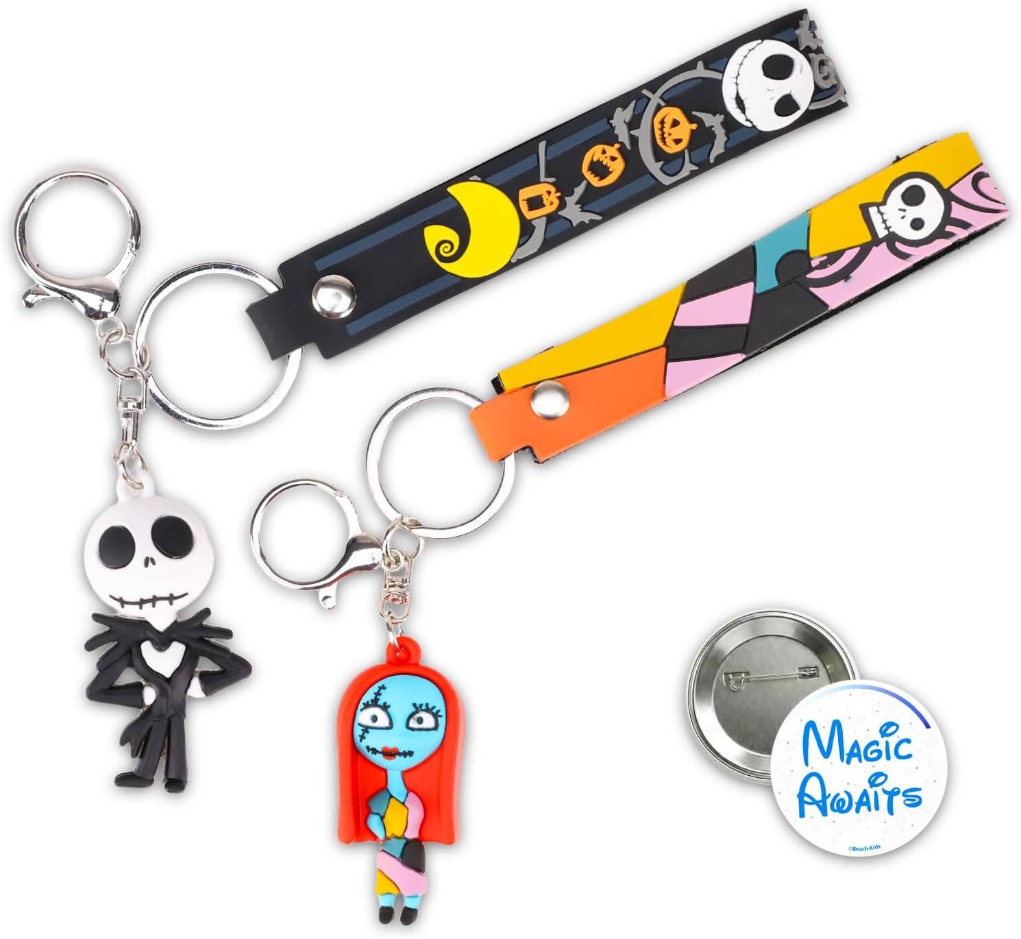 Nightmare Before Christmas Keychain 2 Pack With Strap Bundle