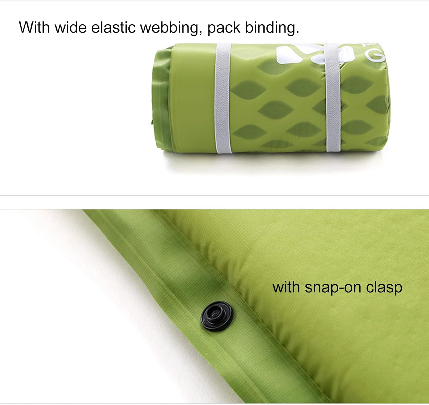 Quiet Self Inflating Sleeping Pad 1.5 Inch Thick Air Foam Hybrid Four Season Camping pad Perfect Size for Camping Traveling Hiking for Cold Winters (Green)