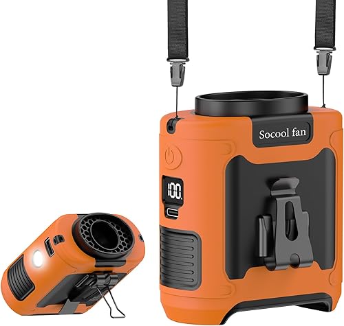 Socool Ventilador de cintura portátil de 10000 mAh con clip en ventiladores personales recargables, ventilador de camisa de cinturón portátil de