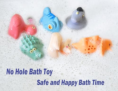 Miniatura 4 de Juego de juguetes de animales sin agujeros, juguetes de baño sin moho para bebés, juguetes de bañera sin moho para niños y niñas (6 piezas)