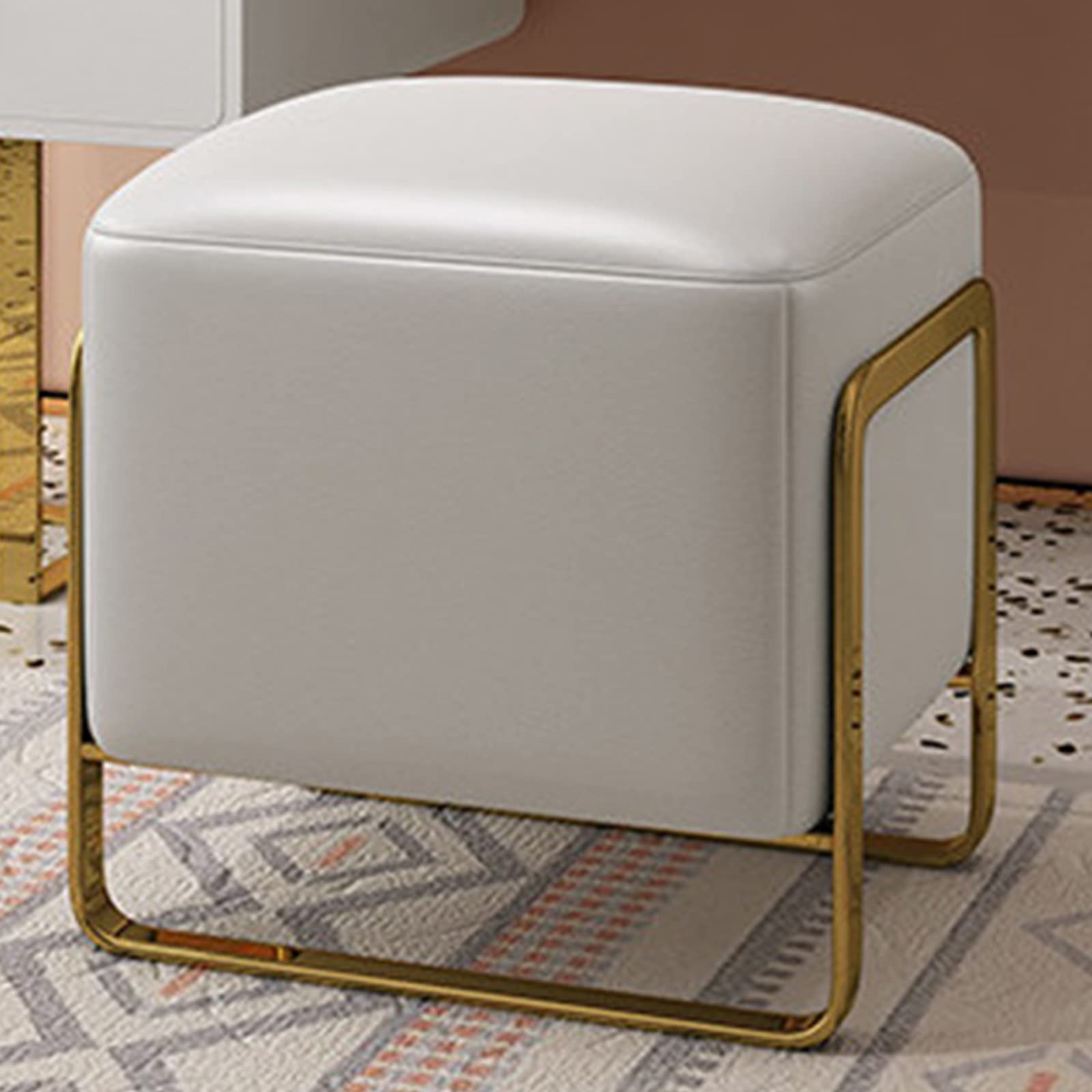 Tabouret de bar industriel carré repose-pieds cuir PU métal